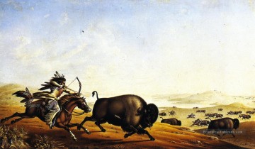 Peter Rindisbacher xx Assiniboin chassant à cheval Peinture à l'huile